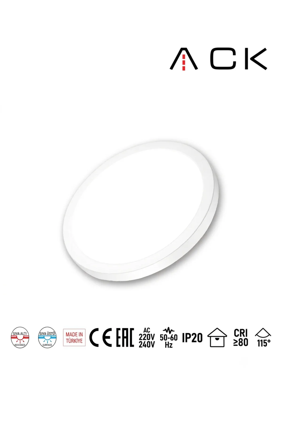 24W CCT Üç Renk Ayarlanabilir Yuvarlak Sıva Üstü / Sıva Altı LED Panel - Beyaz Kasa (3850 Lümen) AP03-02490