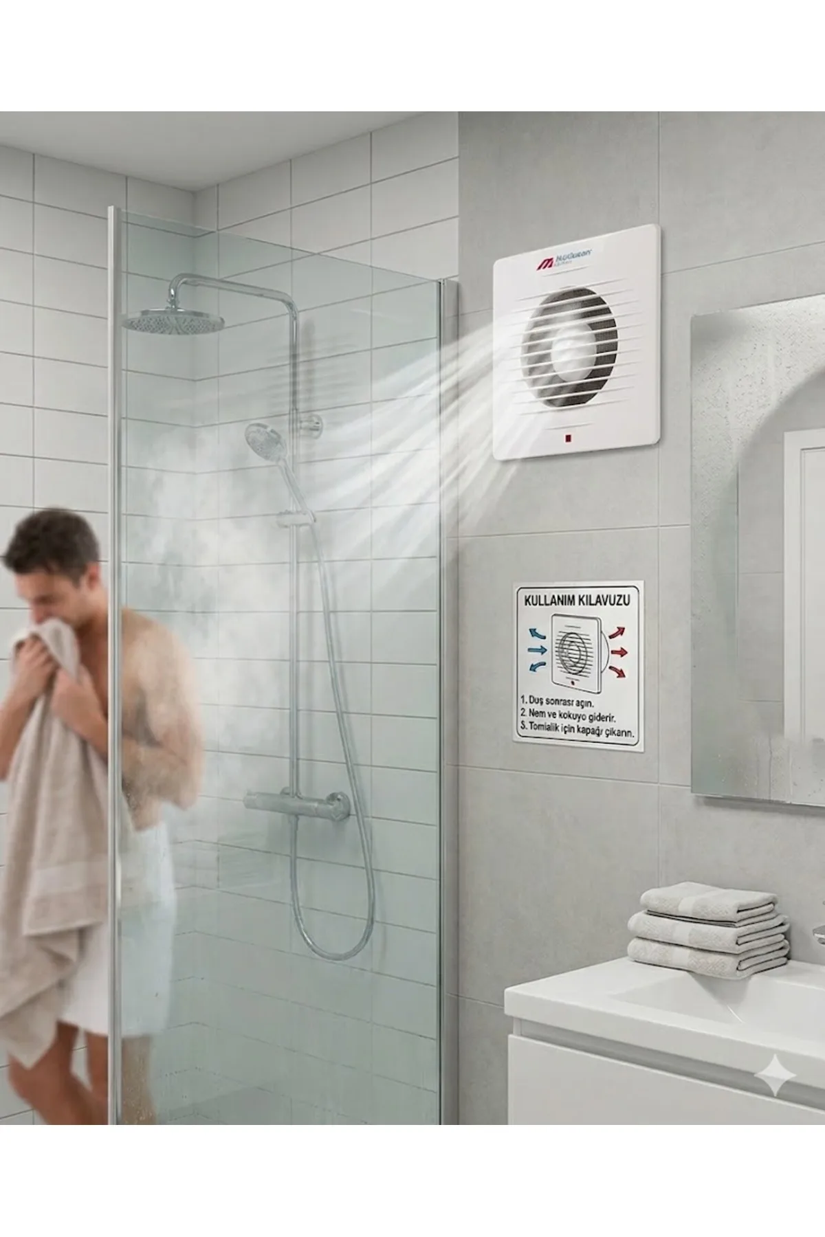 Mutlusan 100lük Banyo Tuvalet Aspiratör Havalandırma Fanı 10cm - Görsel 2