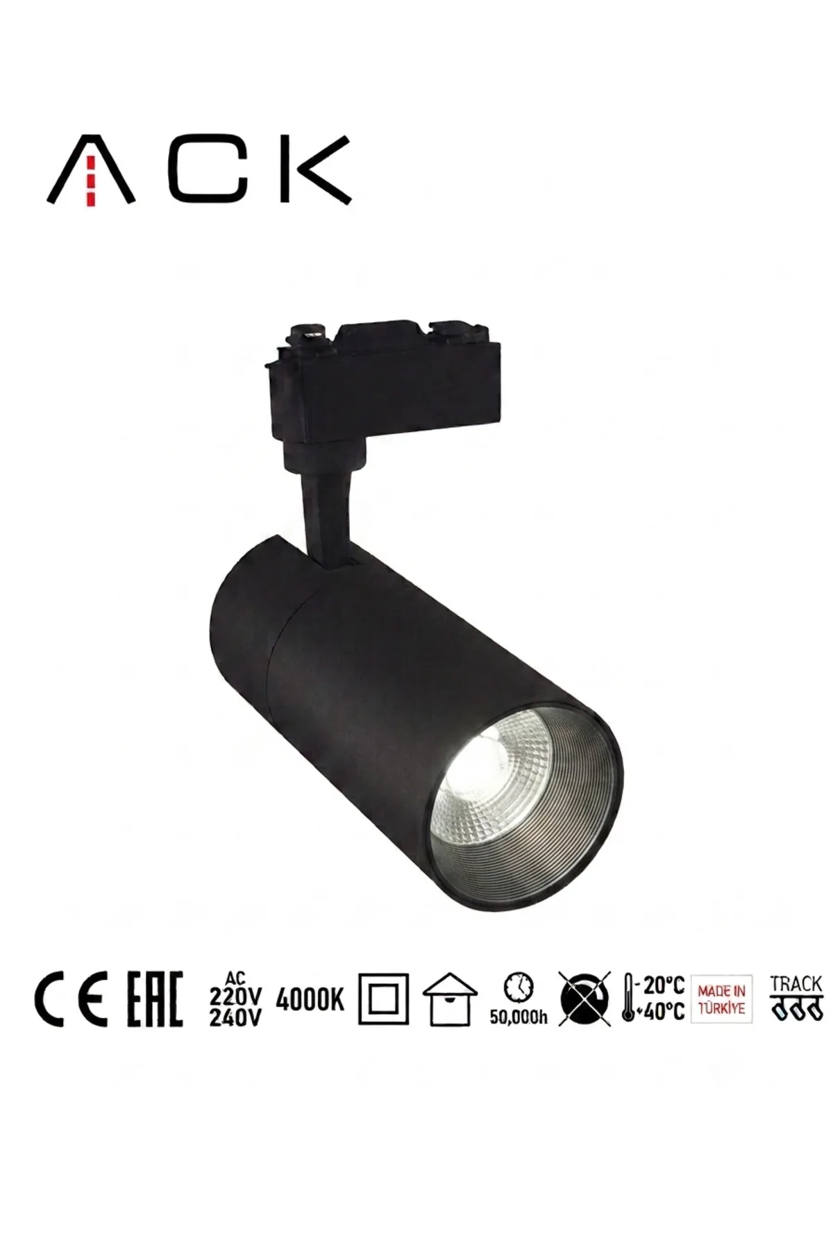10W Alüminyum LED Ray Spot Armatür Siyah Kasa 6500k Beyaz Işık AD30-01031