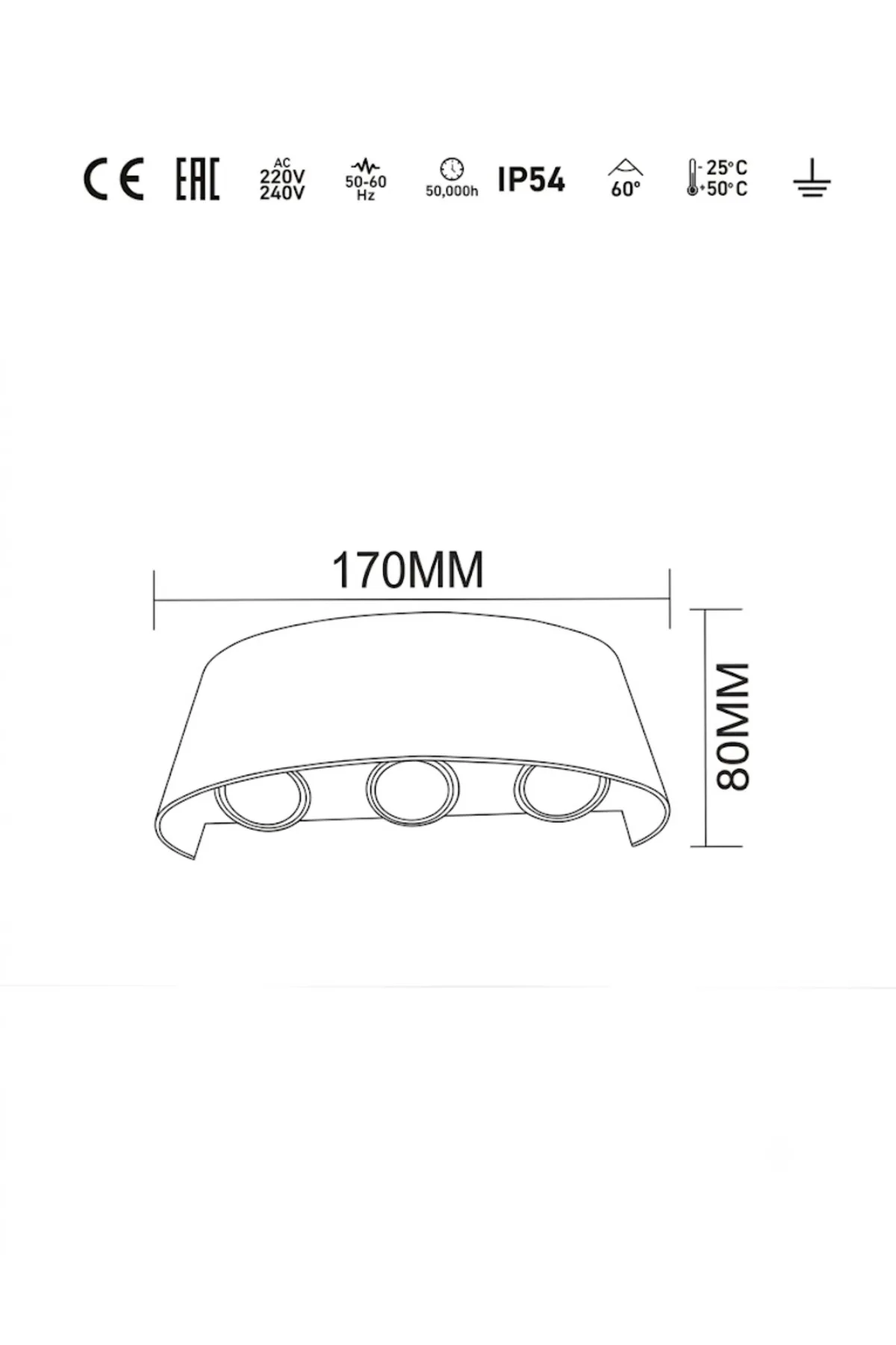 SİYAH KASA HAİTİ LED APLİK IP54 3000K 6*1W / SMD CHIP 50.000 SAAT KULLANIM ÖMRÜ 3 MERCEK - Görsel 3