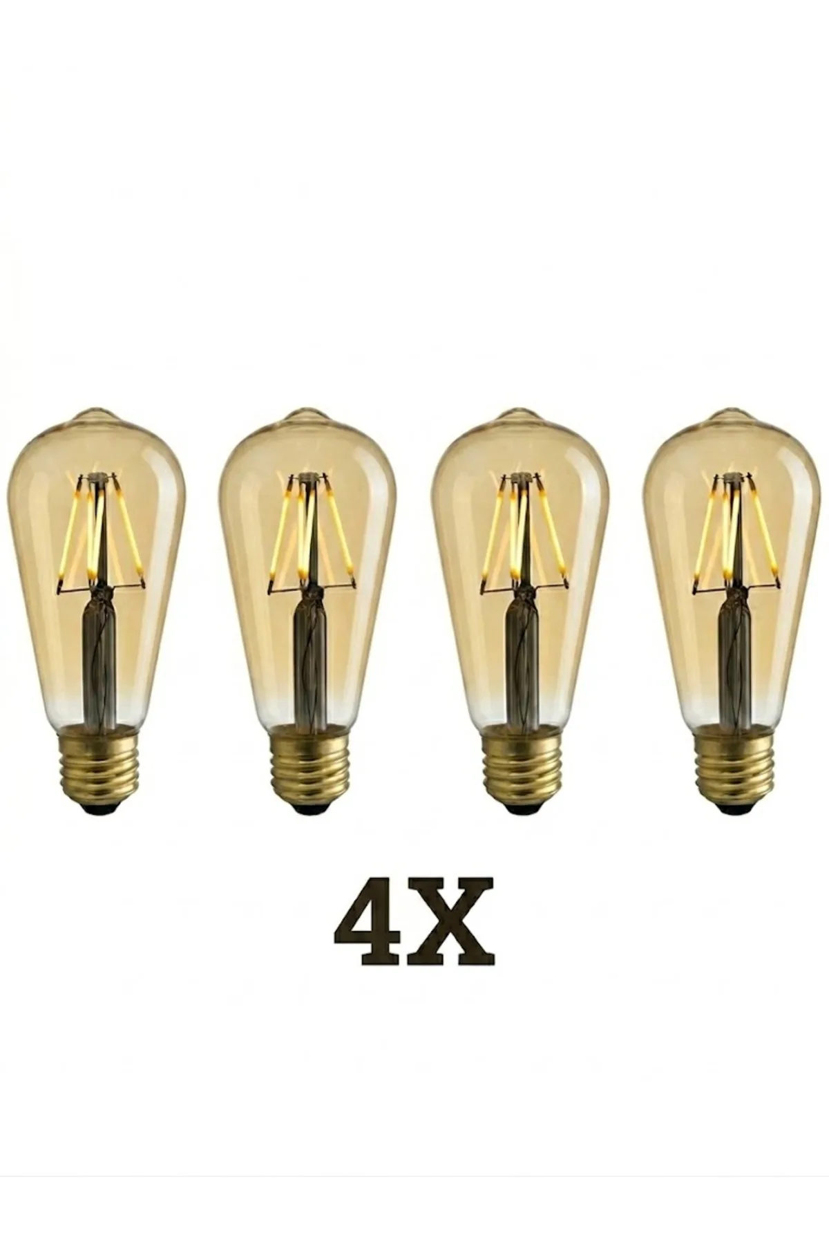 4W 220-240V E27 2200K ST64 LED RUSTIK AMPUL 4 ADET