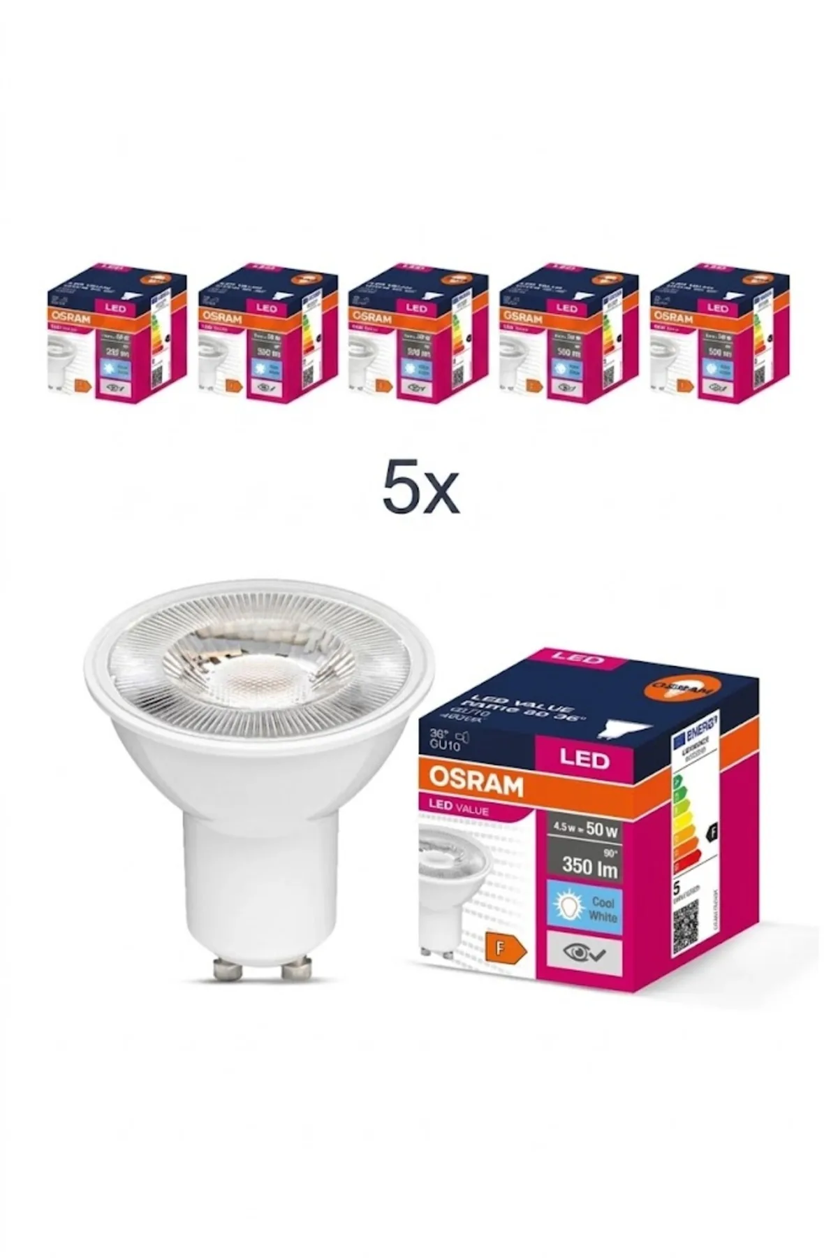 GU10 Led Ampul 4.5W 6500K Beyaz (5 Adet)