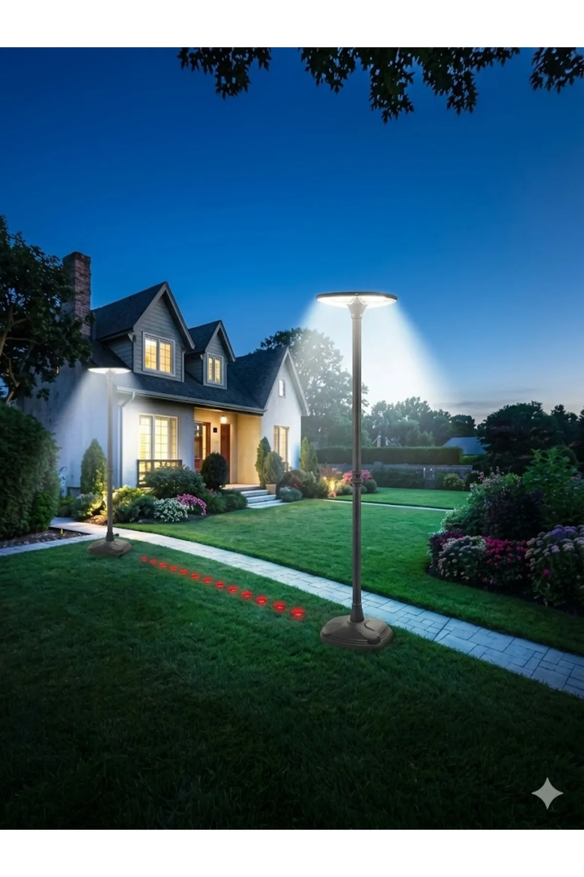 240W Solar Güneş Enerjili Bahçe Armatürü - 3 Renkli Ayarlanabilir Dış Mekan IP65 Aydınlatma