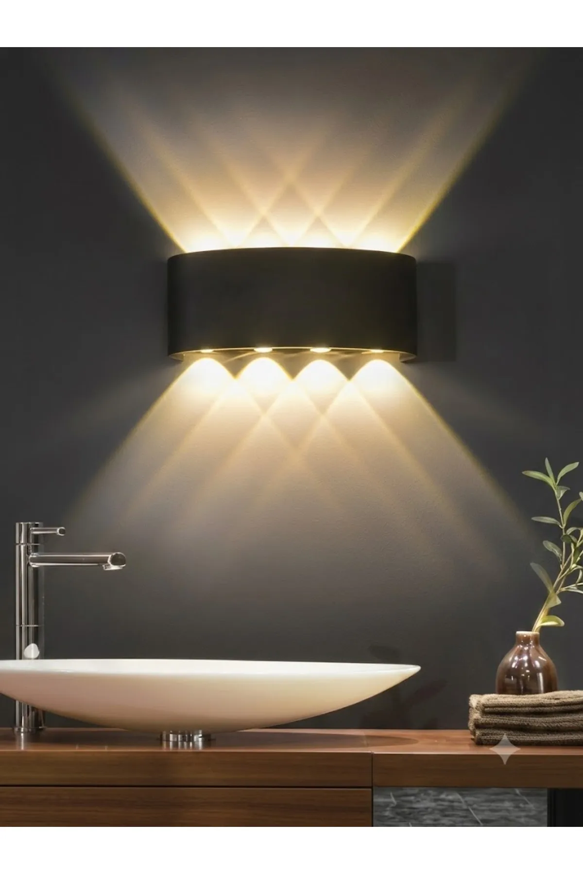 SİYAH KASA HAİTİ LED APLİK IP54 3000K 8*1W / SMD CHIP 50.000 SAAT KULLANIM ÖMRÜ - Görsel 2