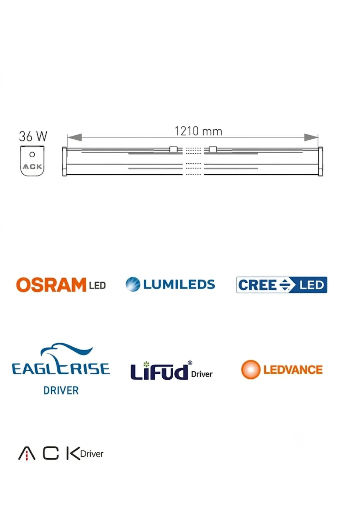 36W LED ETANJ ARMATÜR IP65 3000K - Görsel 2