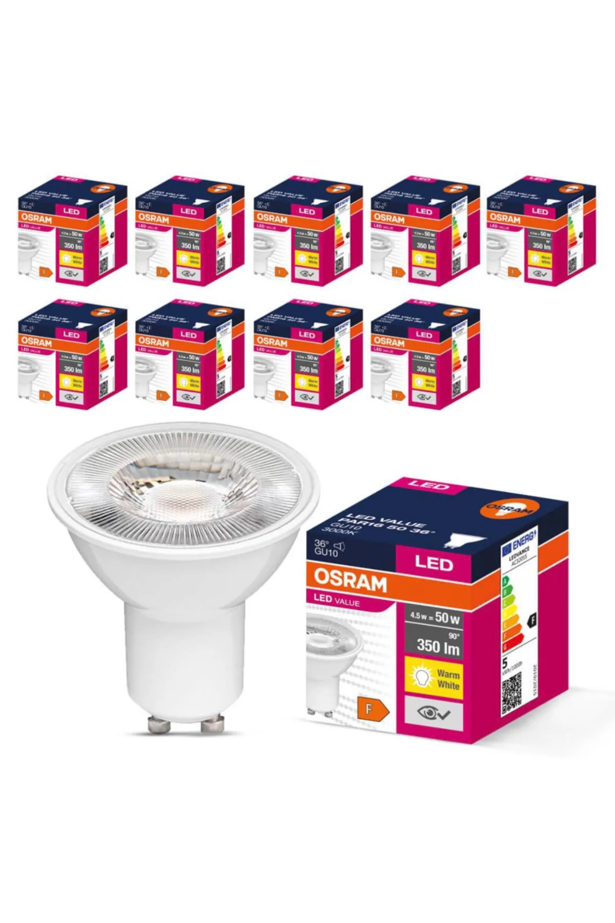 GU10 Led Ampul 4.5W 3000K Gün Işığı (10 Adet)