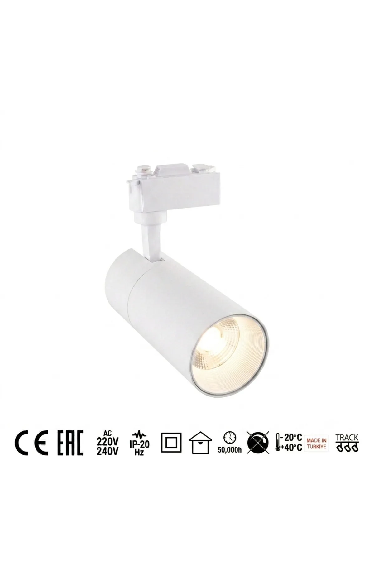 10W Alüminyum LED Ray Spot Armatür Beyaz Kasa Günışığı 3000K AD30-01000 - Görsel 2