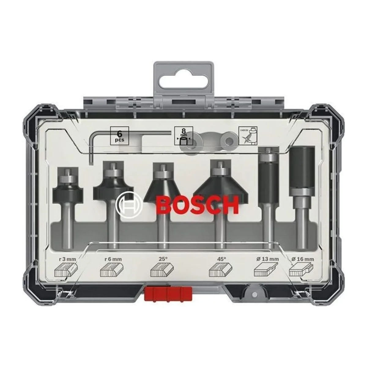 BOSCH FREZE SETİ 6 PARÇA DÜZ 8 mm PRO