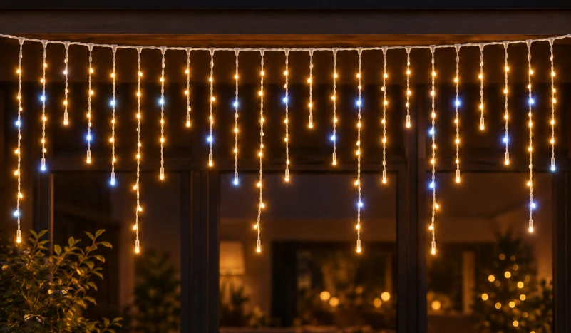 LED Saçak 152 LED 3 × 0,9 m IP65 Çakarlı – Gün Işığı, Beyaz Kablo - Görsel 2