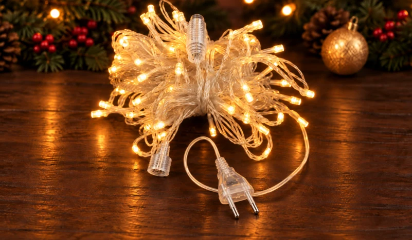 LED String 100 LED 10 m IP44 Sabit – Gün Işığı, Şeffaf Kablo - Görsel 2