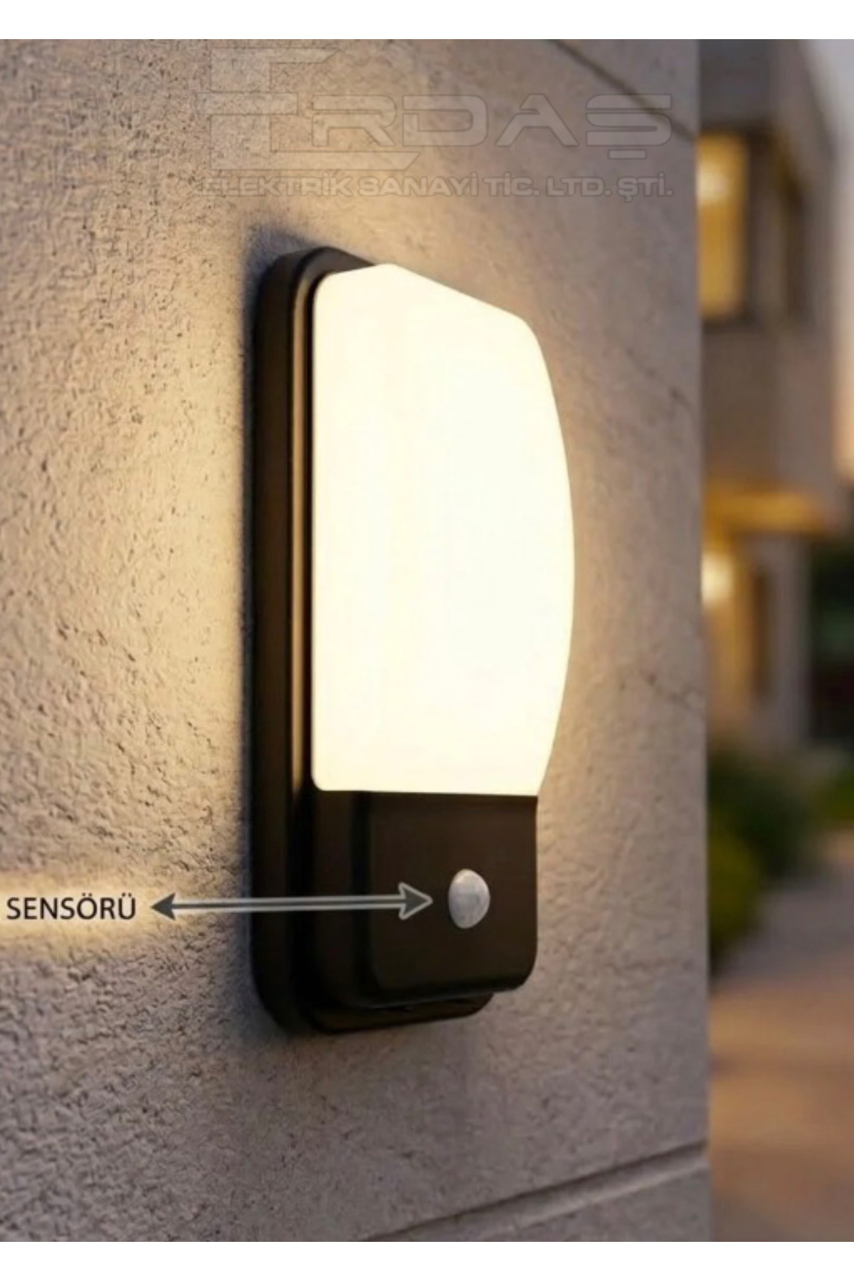 20W SENSÖRLÜ LED DUVAR APLİĞİ SİYAH 3000K IP65 - Görsel 2