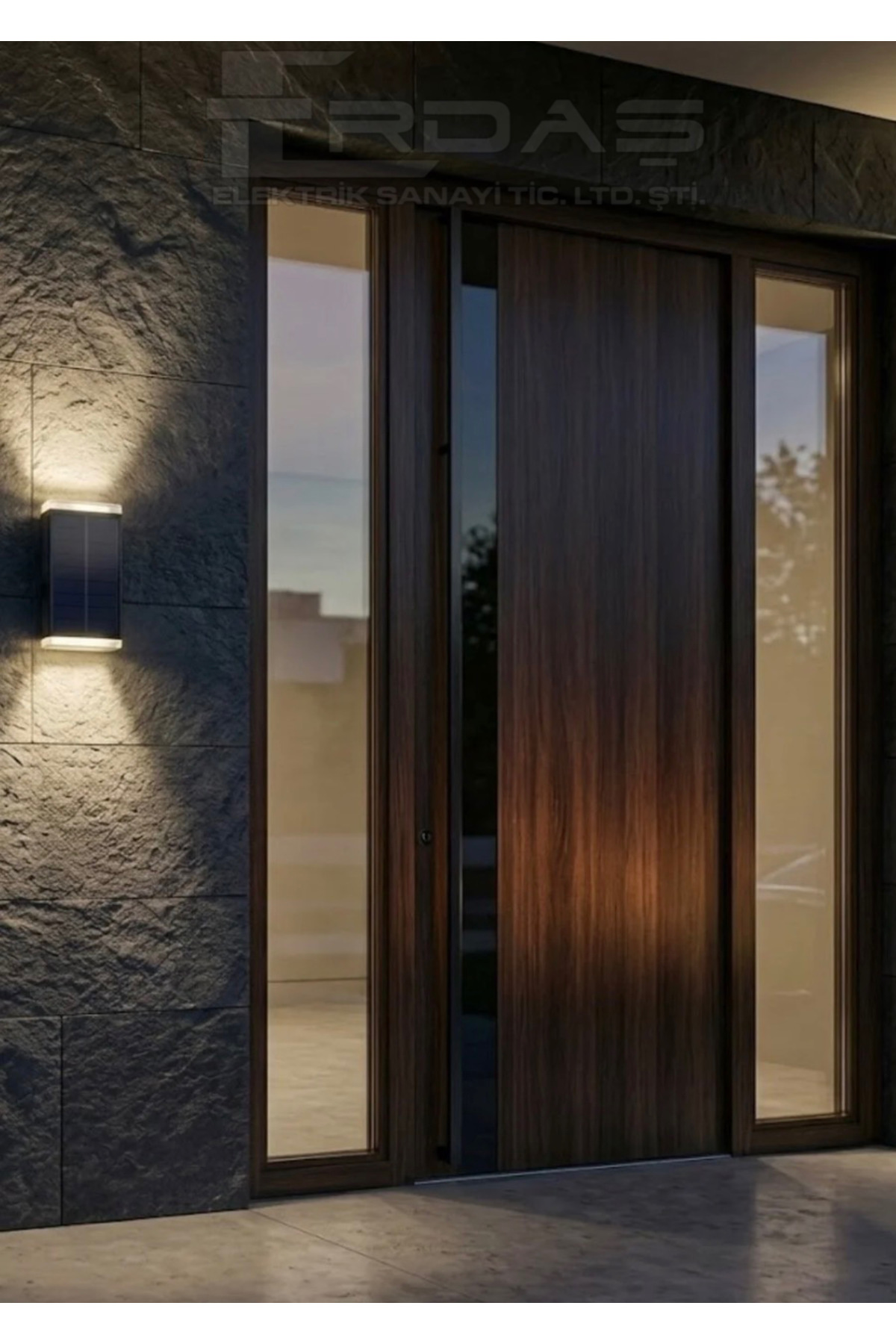 SOLAR LED DUVAR ARMATÜRÜ ÇİFT YÖNLÜ SİYAH GÖVDE 3000K 1W/h - Görsel 2