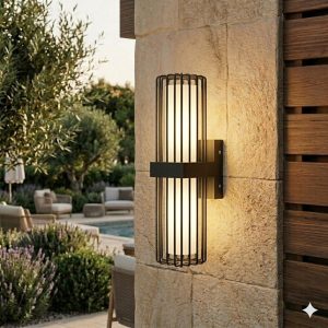 Assos Alüminyum Dış Mekan Bahçe Duvar Apliği - IP54 Su Geçirmez Siyah Modern Kafesli Armatür
